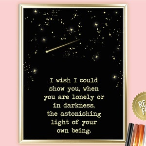 A4/A3 Astonishing light of your own being, Foil Print, Inspirational Quote Print, Motivational Quote Print, Dream Big, Famous Literary Quote