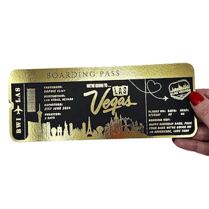 Carte d'embarquement, billet doré, week-end surprise, billet de voyage, cadeau de voyage pour un événement spécial, billet personnalisé
