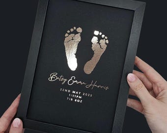 Baby Hand & Footprint Print: Custom Foil Art - Includes Inkless Kit
