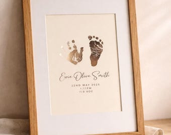 Personalised Baby Foil Print Hand & Footprints with Ink Kit