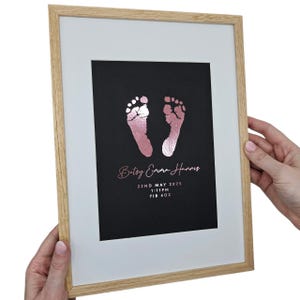 Personalised Baby Hand & Footprint Foil Print, New Baby Keepsake Gift, Birth Announcement Print, Free Ink Kit, Nursery Wall Art, Baby Foot