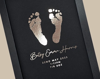 Baby Hand & Footprint Print: Custom Foil Art - Includes Inkless Kit