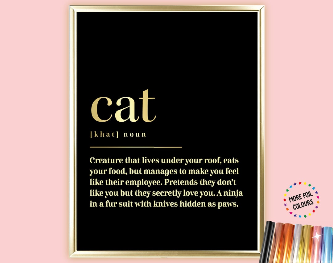 A4 /A3 Cat Dictionary Definition Foil Print, Funny Wall Art, Urban