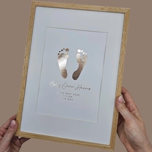 Stampa personalizzata con impronta di mani e piedi di neonati, regalo ricordo per neonato, stampa per annuncio di nascita, kit di inchiostro gratuito, decorazione murale per la cameretta dei bambini, piede di neonato