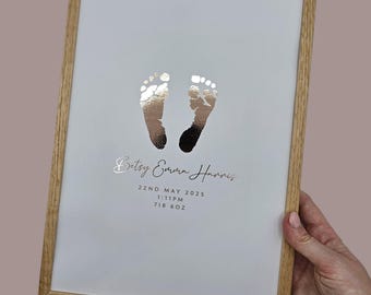 Custom Baby Hand and Footprint Print - Foil Memory Keepsake, Inkless Kit Included