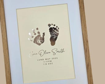 Gepersonaliseerde baby aandenkenprint - hand- en voetfolie