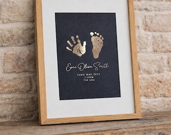 Personalised Baby Foil Print, Hand & Footprints with Ink Kit