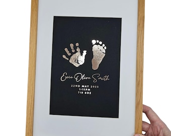 Custom Baby Hand and Footprint Print - Foil Memory Keepsake, Inkless Kit Included