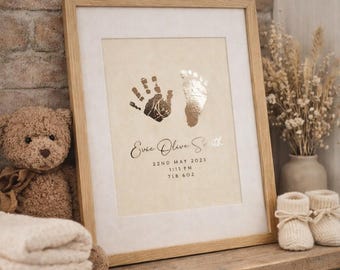 Personalised Baby Foil Print, Hand & Footprints with Ink Kit
