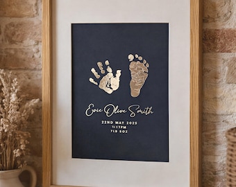 Newborn Foil Print, Baby Hand and Foot (Custom Nursery Art), Inkless Kit Included