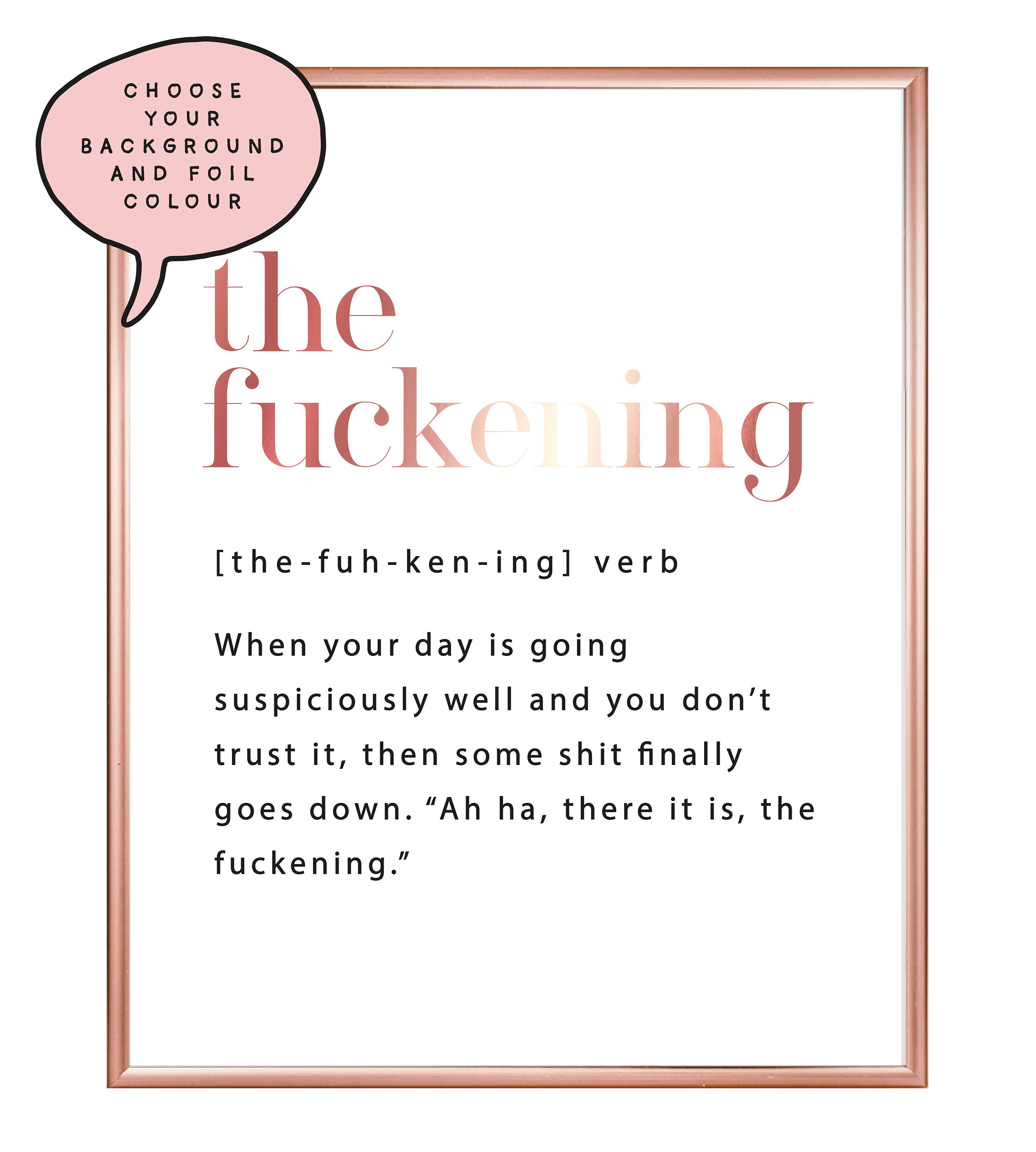 A4 A3 Fuckening Dictionary Definition Foil Print Funny Wall Etsy