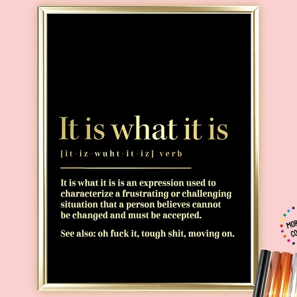 It is What It is Print Dictionary Print Definition Etsy