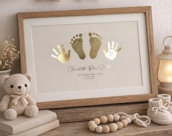 Personalisierter Baby Foliendruck, Hand & Fußabdrücke mit Ink Kit