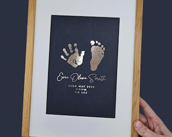 Personalised Baby Hand and Footprint Print - Nursery Wall Art
