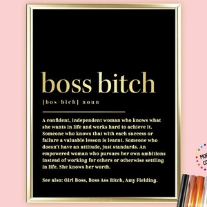 A4/A3 Boss Bitch Personalised Dictionary Definition Foil Print, Girl Boss Gift, Office Wall Art, Female Empowerment, Gift For Female Boss