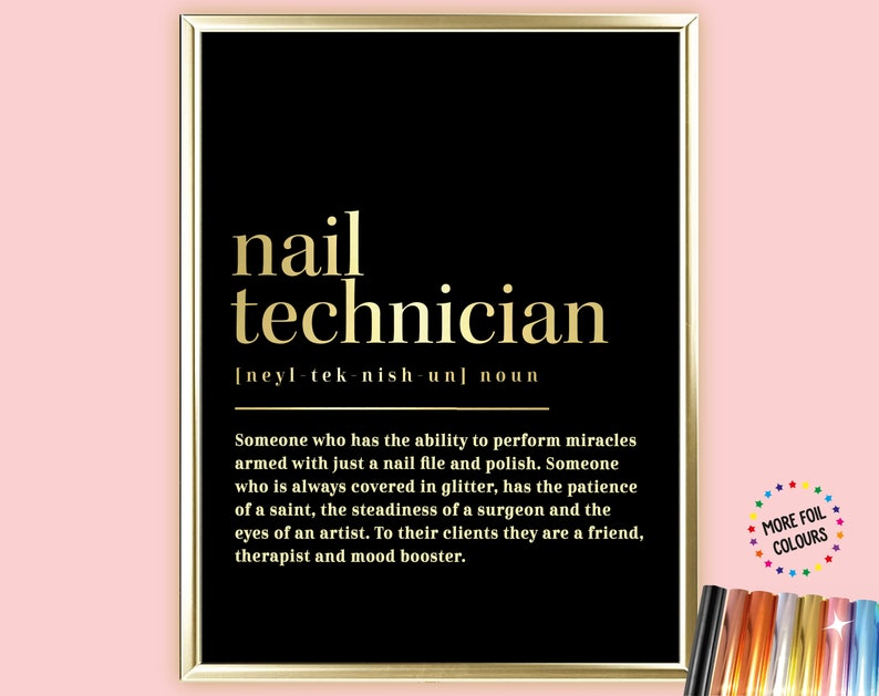A4/A3 Nail Technician Dictionary Definition Salon Foil Print Etsy