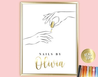 Personalized Nail Tech Foil Print, Beauty Salon Decor