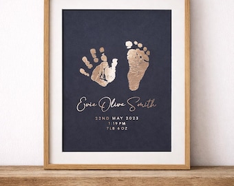 Personalised Baby Foil Print, Hand & Footprints with Ink Kit