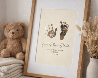 Personalised Baby Foil Print, Hand & Footprints with Ink Kit