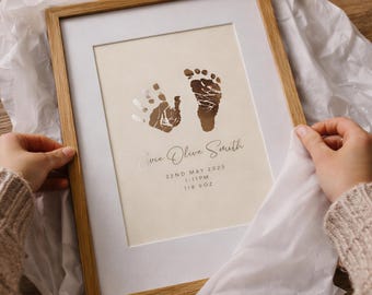 Personalised Baby Foil Print, Hand & Footprints with Ink Kit