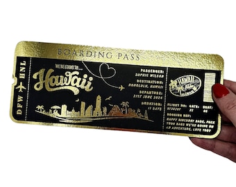 Foil Surprise Trip Ticket, Personalised Boarding Pass, Travel Gift