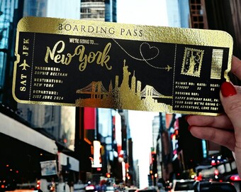 Personalized Foil Boarding Pass, Surprise Holiday Golden Ticket