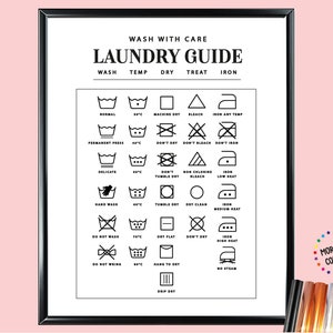 A4 /A3 Laundry Guide Foil Print, Kitchen Wall Art, Funny Kitchen Wall Print, Kitchen Decor, Kitchen Poster, Washroom Print, Laundry Print