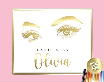 A4/A3 Personalised Lash Tech Foil Print, Customised Eyelash Technician Gift, Beauty Studio, Beautician Beauty Salon Quote, Salon Wall Art