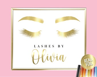 A4/A3 Personalised Lash Tech Foil Print, Customised Eyelash Technician Gift, Beauty Studio, Beautician Beauty Salon Quote, Salon Wall Art