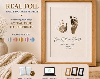 Impresión artística personalizada de huellas de manos y pies de bebé en lámina metálica, regalo de recuerdo, kit de tinta