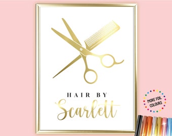 Personalized Hairdresser Foil Print, Salon Decor