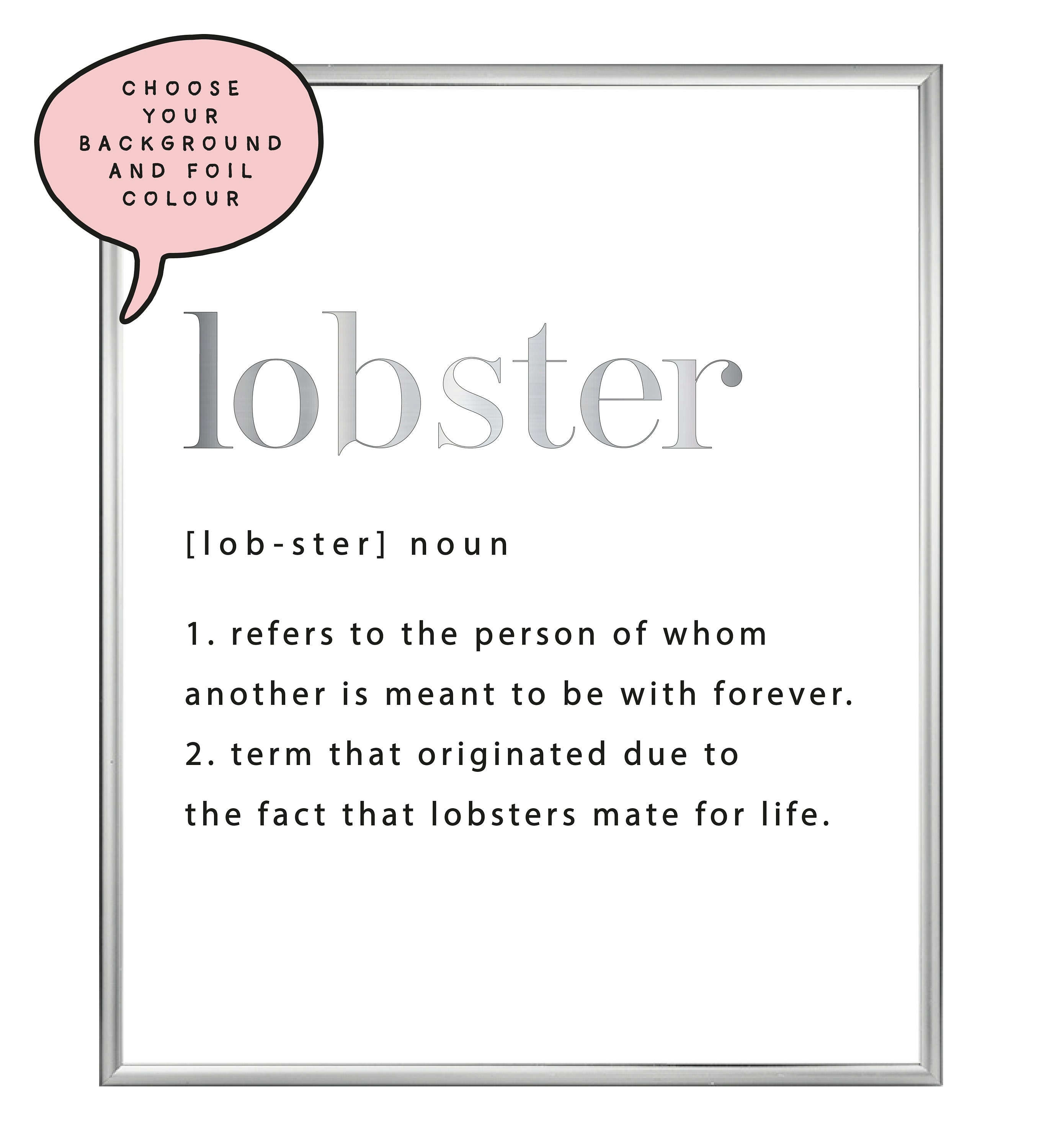 A4 /A3 Lobster Dictionary Definition Foil Print Funny Wall Etsy