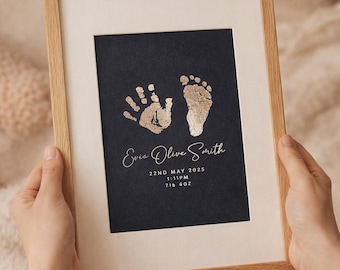 Newborn Foil Print, Baby Hand and Foot (Custom Nursery Art), Inkless Kit Included