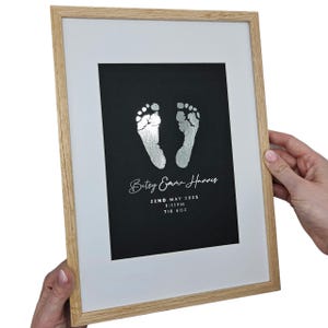 Personalised Baby Hand & Footprint Foil Print, New Baby Keepsake Gift, Birth Announcement Print, Free Ink Kit, Nursery Wall Art, Baby Foot