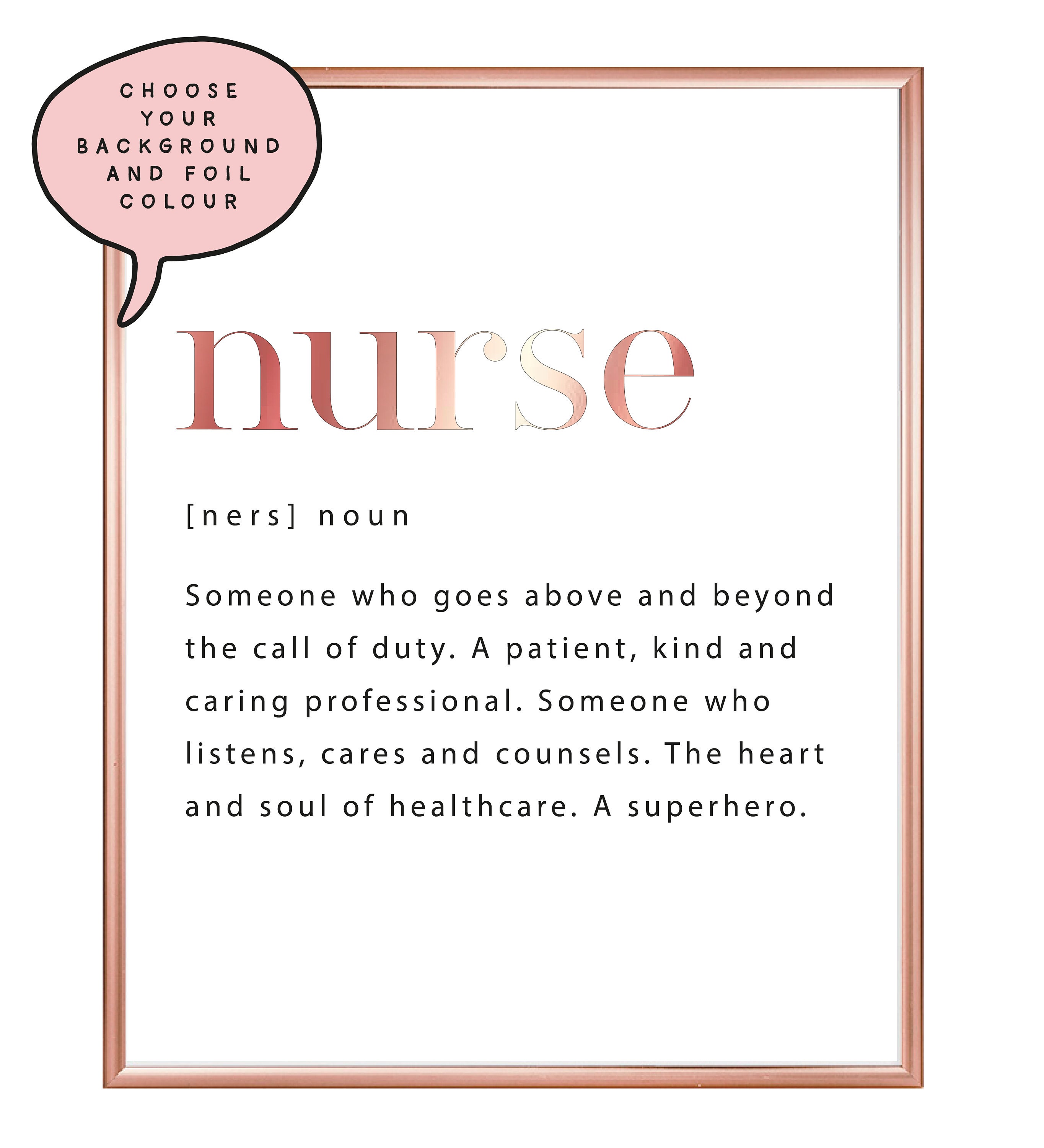 A4/A3 Nurse Dictionary Definition Foil Print Keyworker NHS Etsy