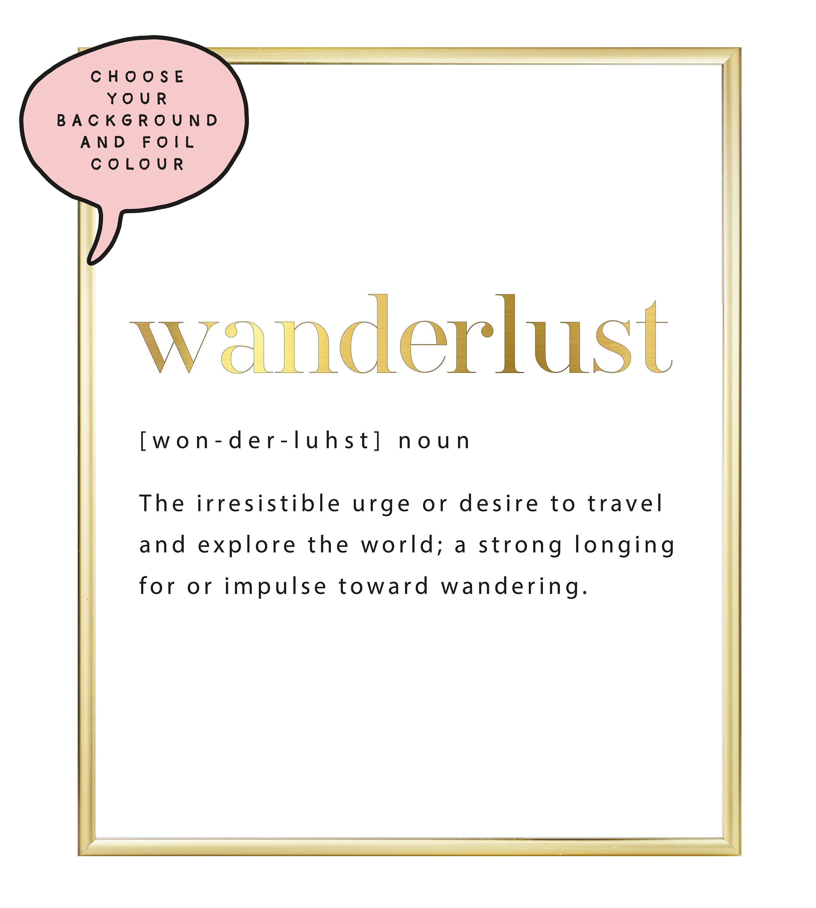 A4 /A3 Wanderlust Dictionary Definition Foil Print Funny Wall Etsy