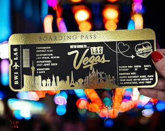 Foil Surprise Trip Ticket, Las Vegas Reveal, Personalized Gift