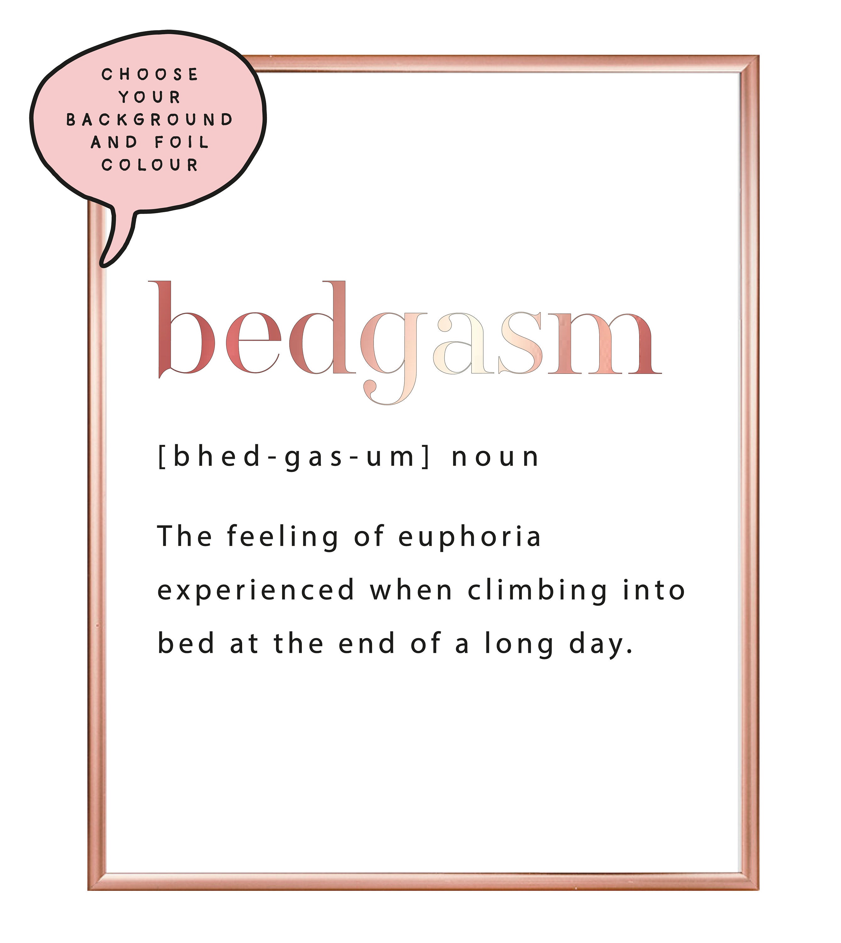 A4/A3 Bedgasm Dictionary Definition Foil Print Funny Bedroom Etsy