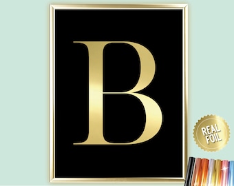 Custom Initial Foil Print, Personalized Letter Wall Art
