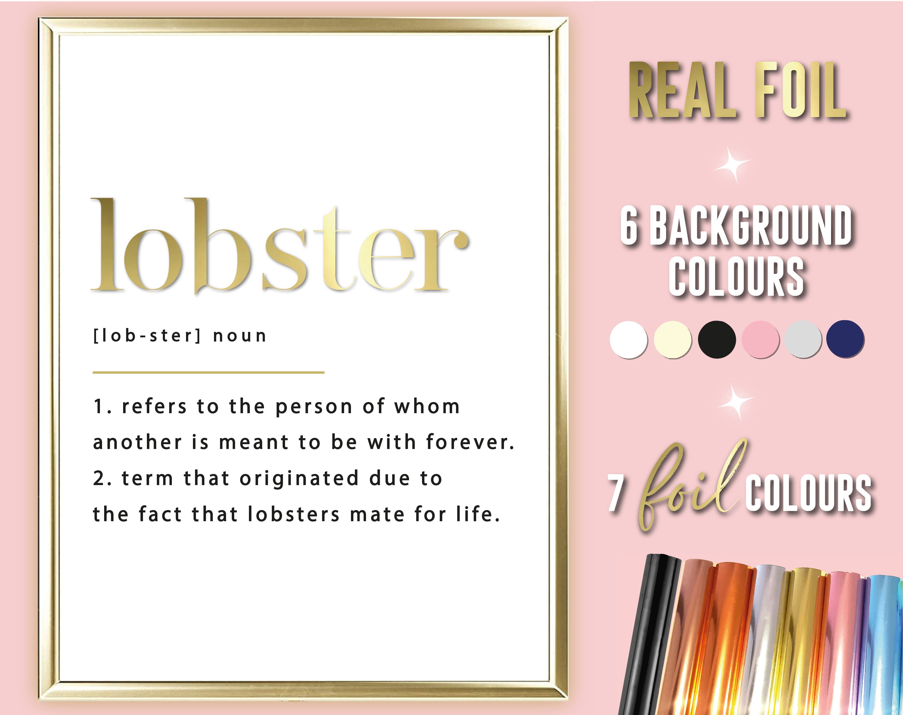 A4 /A3 Lobster Dictionary Definition Foil Print Funny Wall Etsy