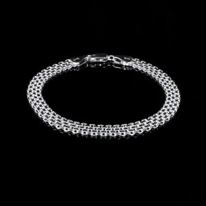 Silver Bismark Mesh Link Chain Bracelet 6mm/ Solid 925 Sterling Silver / Bismark /16 18 20 24 26 inch /Men's Women's / Gift for Him & Her image 1
