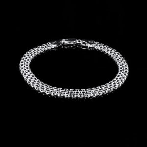 Silver Bismark Mesh Link Chain Bracelet 6mm/ Solid 925 Sterling Silver / Bismark /16 18 20 24 26 inch /Men&#39;s Women&#39;s / Gift for Him & Her