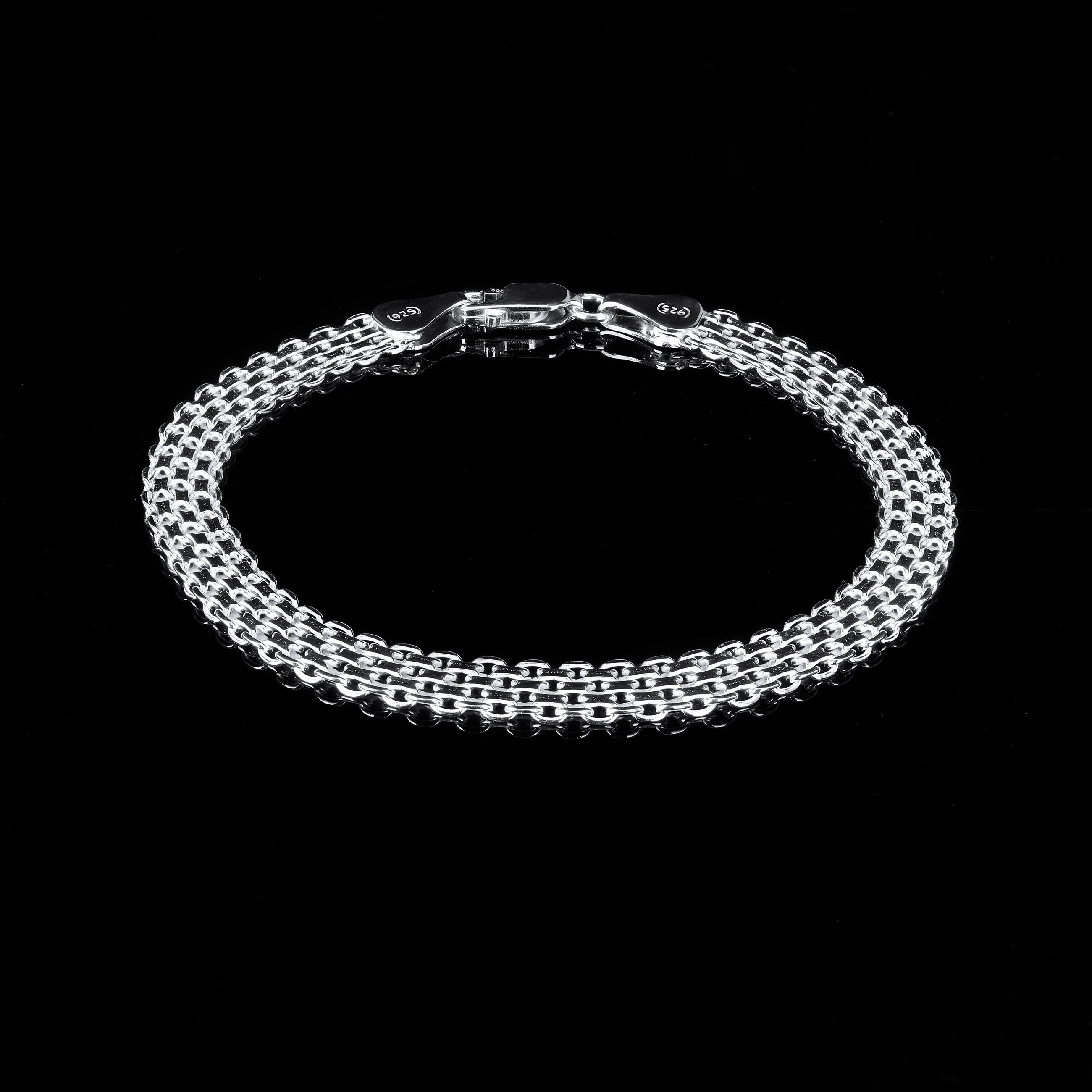 Silver mesh bracelet shop with snap