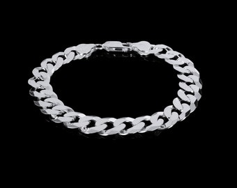 Solid 925 Sterling Silver Bracelet Curb Chain Mens Women's  Style Italian Style Heavy Genuine