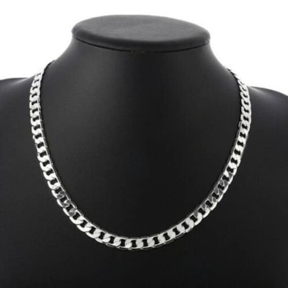 Solid 925 Sterling Silver Curb Chain Mens Boys Necklaces Etsy