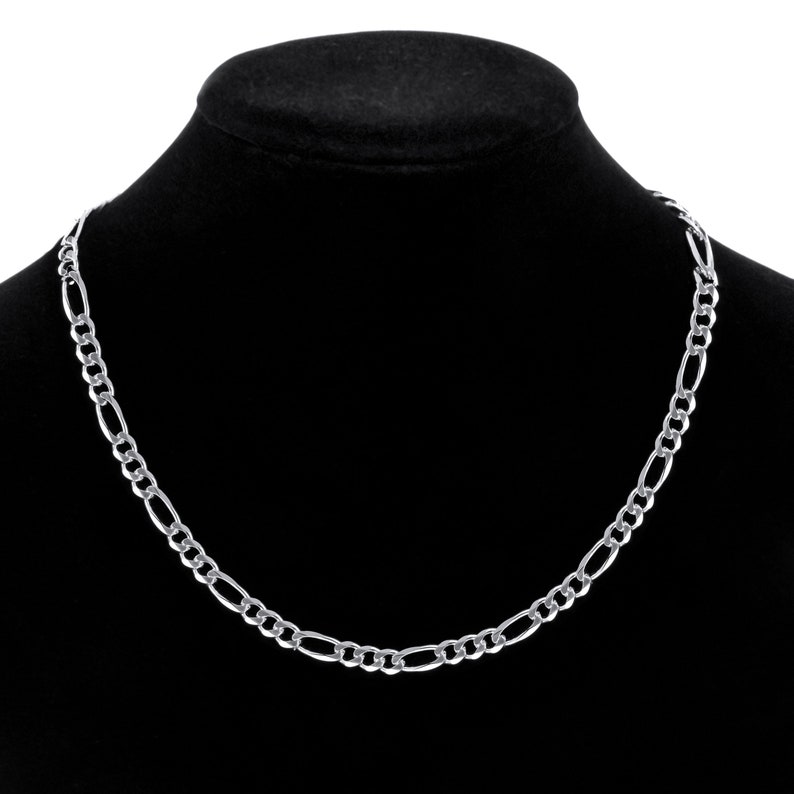 SOLID GENUINE Sterling Silver 925 FIGARO Chain Necklace, for man , for woman 1.4 mm , 3 mm , 4 mm , 5 mm , 6 mm width Italy Style hallmarked image 8