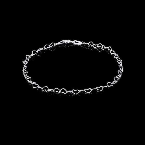 Heart CHAIN NEW!! Genuine 925 Sterling Silver 3mm Heart Link Chain Necklace BRANCELET