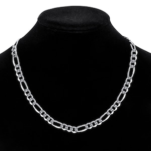 SOLID GENUINE Sterling Silver 925 FIGARO Chain Necklace, for man , for woman 1.4 mm , 3 mm , 4 mm , 5 mm , 6 mm width Italy Style hallmarked image 9