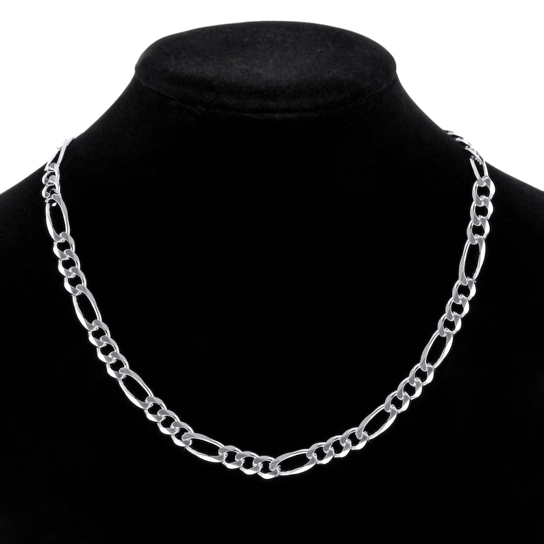 SOLID GENUINE Sterling Silver 925 FIGARO Chain Necklace, for man , for woman 1.4 mm , 3 mm , 4 mm , 5 mm , 6 mm width Italy Style hallmarked image 9