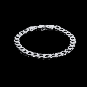 Solid 925 Sterling Silver Bracelet Curb Chain Mens Boys Style